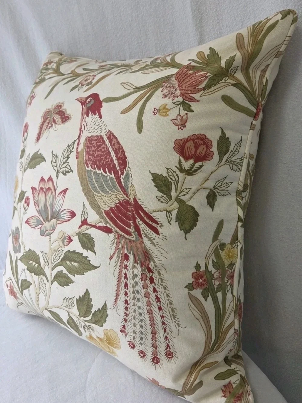 Pottery Barn Nature Jerri Birds Decorative Pillow  Cotton Linen down 20 x 20